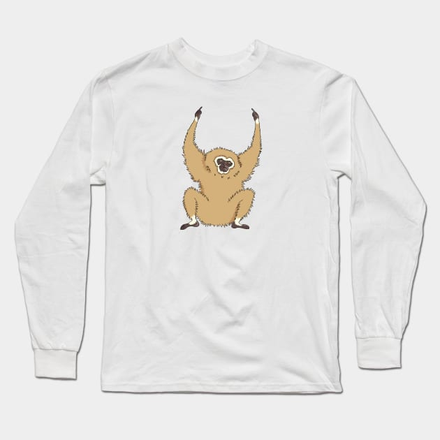 Two Fucks Gibbon Flip Off Long Sleeve T-Shirt by xenotransplant